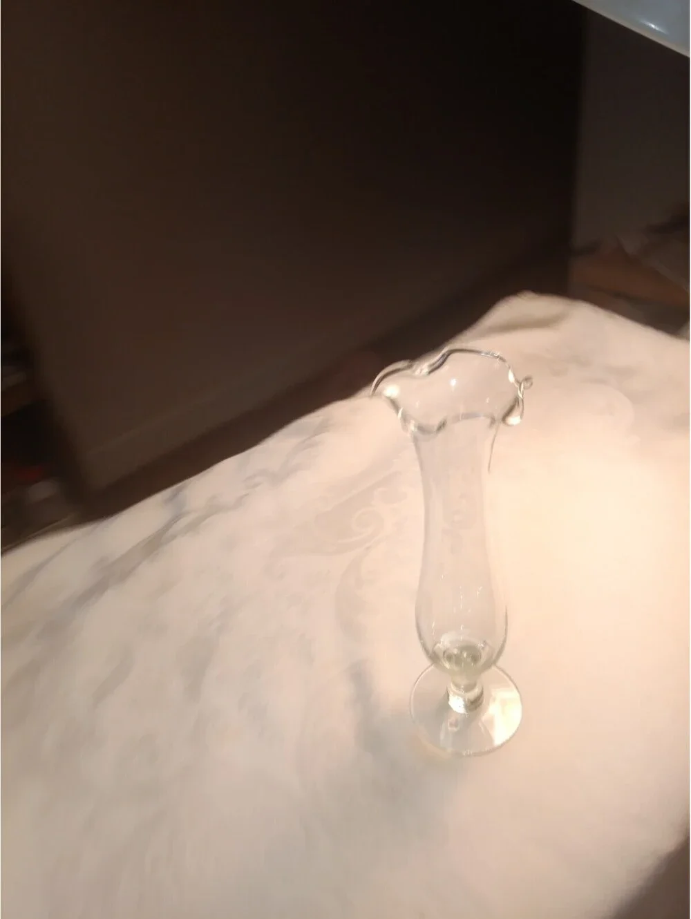 Romantic Cottagecore Ruffled Clear Glass Pedestal Bud Vase